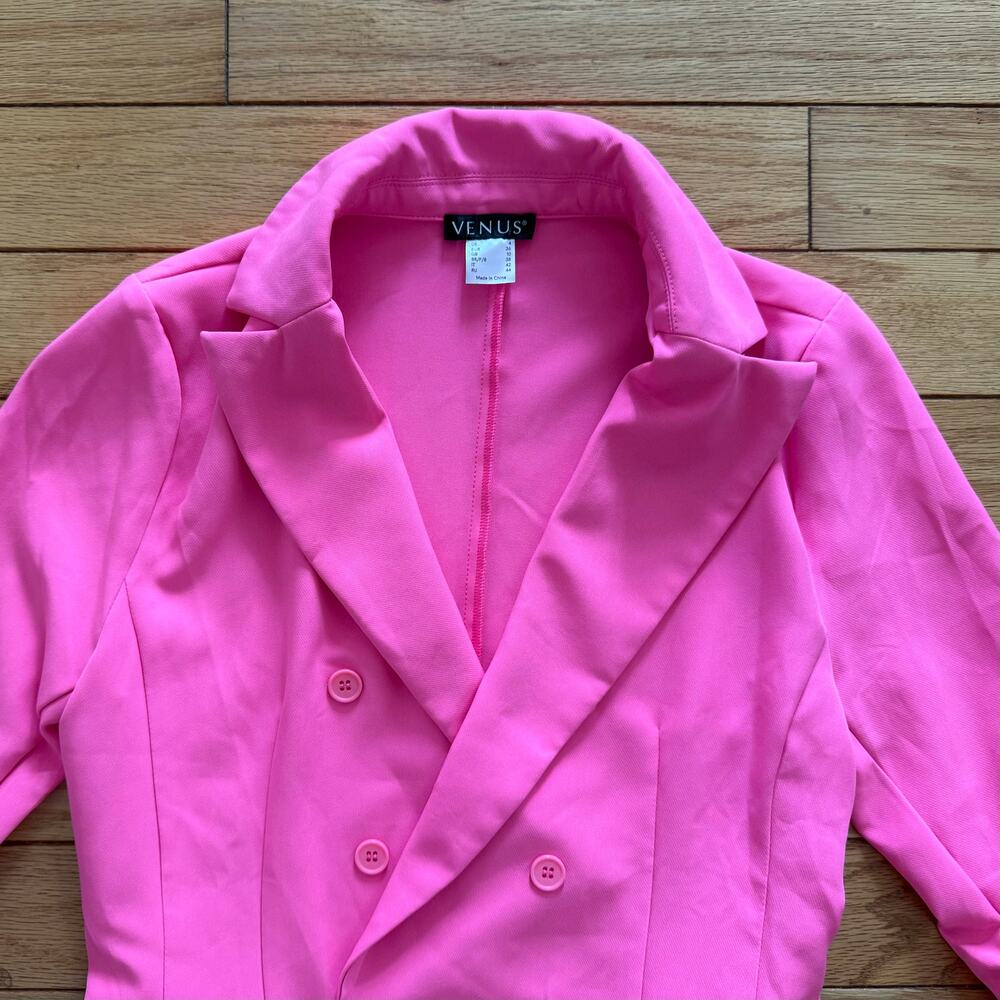 VENUS Hot Pink Double Breasted Blazer Size 4 Women Notch Lapel Tailored Jacket - Picture 3 of 11